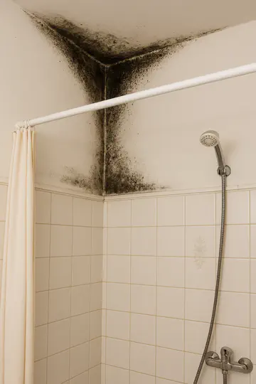 Starker Befall mit Schwarzschimmel ist gesundheitsgefährdent. Unbedingt Fachleute hinzuziehen und einen Luftentfeuchter aufstellen.